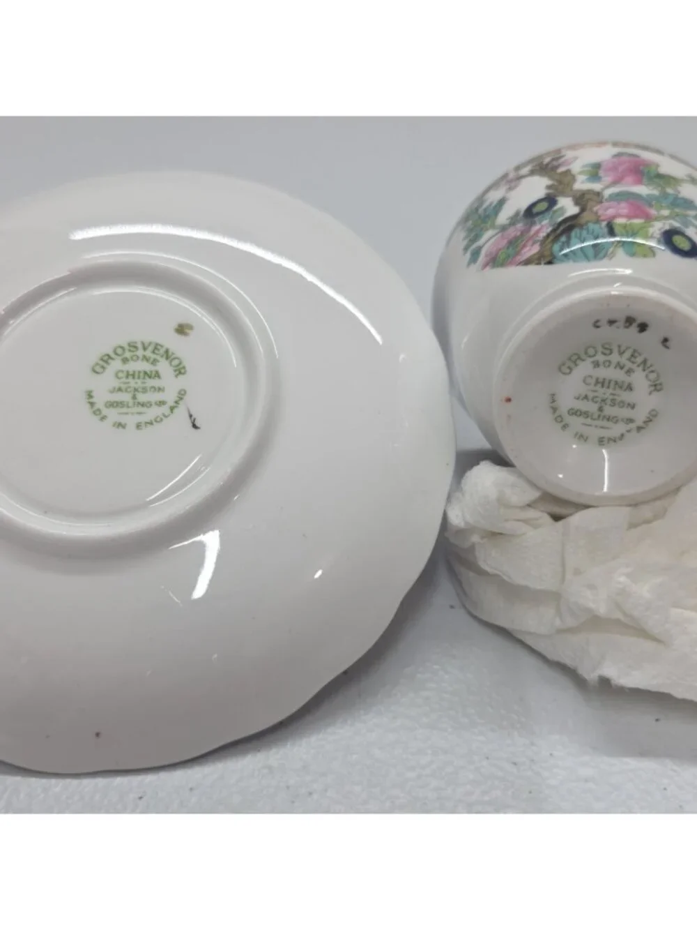 Grosvenor Bone China Indian Tree Demitasse Cup & Saucer Set Made In England 50's